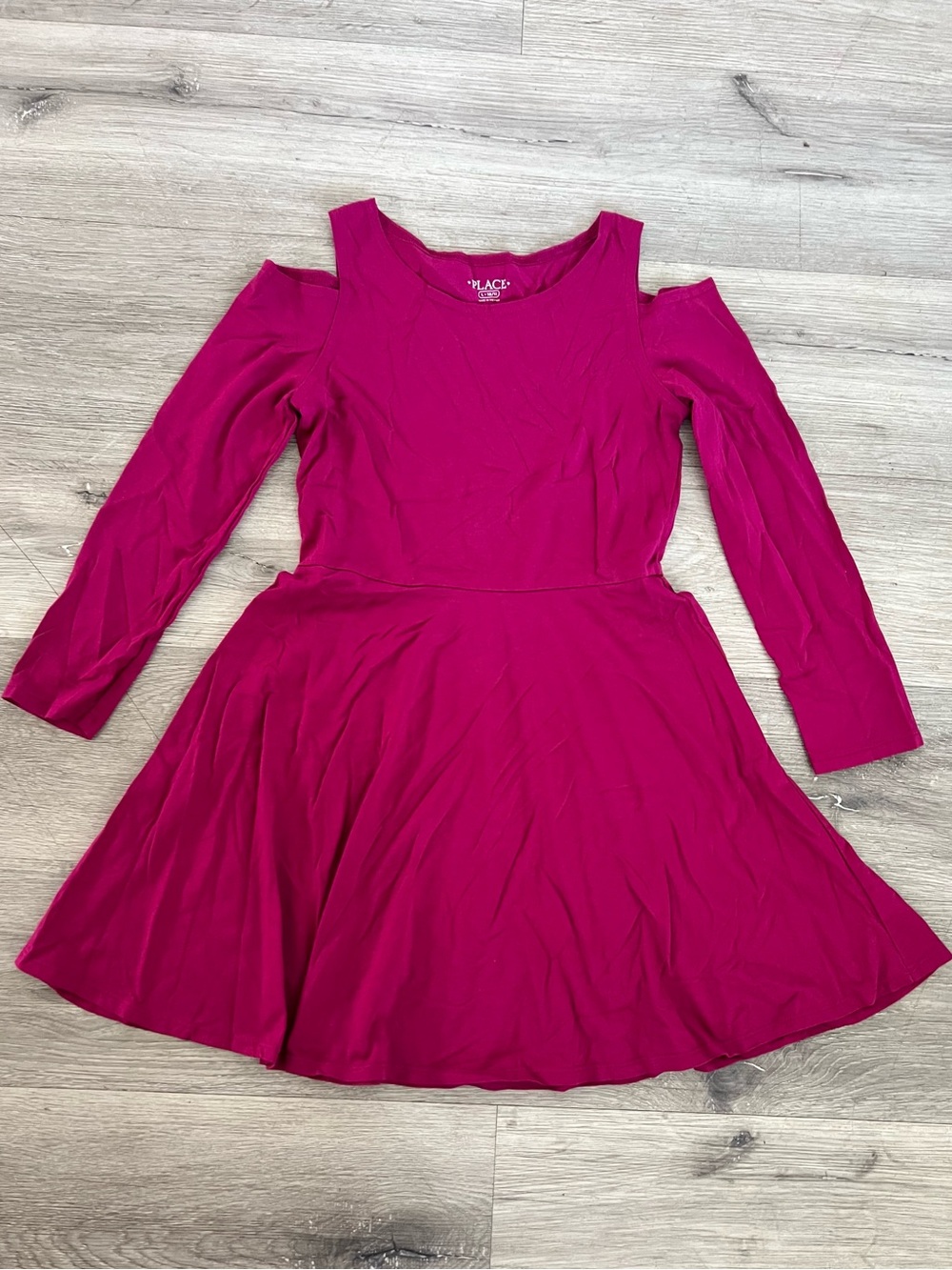 The Children's Place Fuchsia Cold-Shoulder Skater Dress Girls Size L 10/12